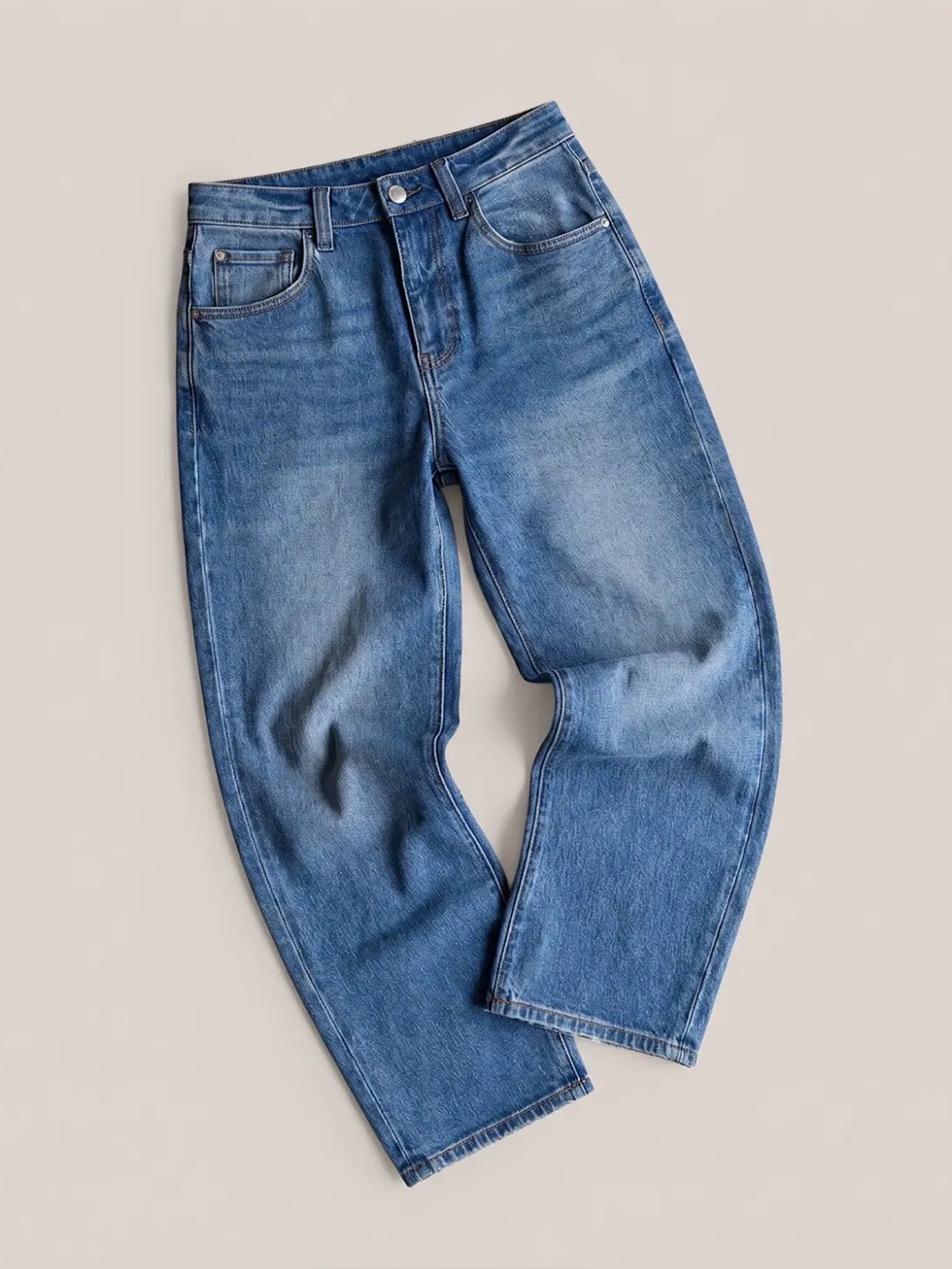 QUINCE Bella Stretch Barrel Jeans, Size 28